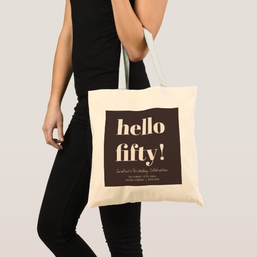 Tote Bag Typographie Gras Brun Moderne Anniversaire 50 Ans (Devant (produit))