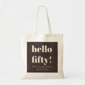 Tote Bag Typographie Gras Brun Moderne Anniversaire 50 Ans (Devant)
