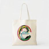 Tote Bag Typographie grunge lettre E Alphabet Gras Coloré (Devant)