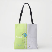 Tote Bag Typographie moderne simple à fleurs verte (Devant)