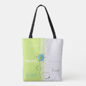 Tote Bag Typographie moderne simple à fleurs verte (Dos)
