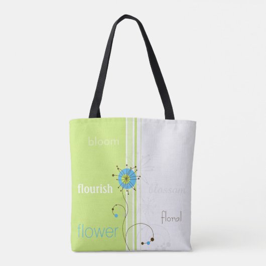 Tote Bag Typographie moderne simple à fleurs verte (Dos)