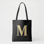 Tote Bag Typographie monographique moderne or noir (Devant)