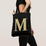 Tote Bag Typographie monographique moderne or noir<br><div class="desc">Typographie monographique moderne or noir</div>