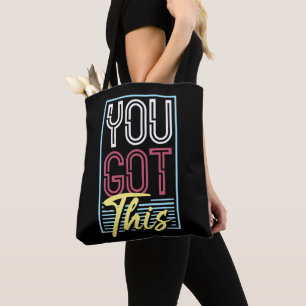 Tote Bag Typographie Motivationnelle Rétro Néon "Vous Y Arr