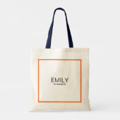 Tote Bag Typographie noire moderne Bordure orange (Dos)