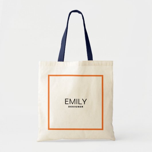 Tote Bag Typographie noire moderne Bordure orange (Devant)