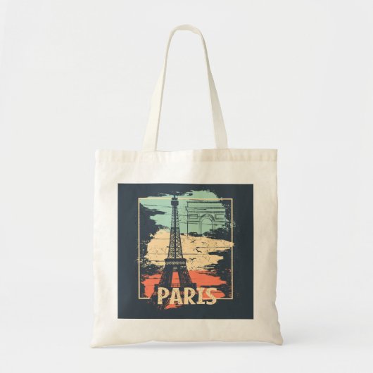 Tote Bag Typographie parisienne : affiche Eiffel abstraite. (Devant)