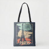 Tote Bag Typographie parisienne : affiche Eiffel abstraite. (Devant)