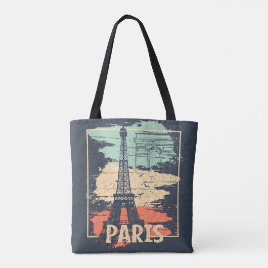 Tote Bag Typographie parisienne : affiche Eiffel abstraite. (Dos)