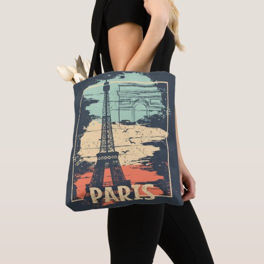 Tote Bag Typographie parisienne : affiche Eiffel abstraite. (De près)