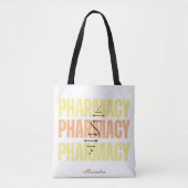 Tote Bag Typographie personnalisée désordonnée Pharmacienne (Devant)