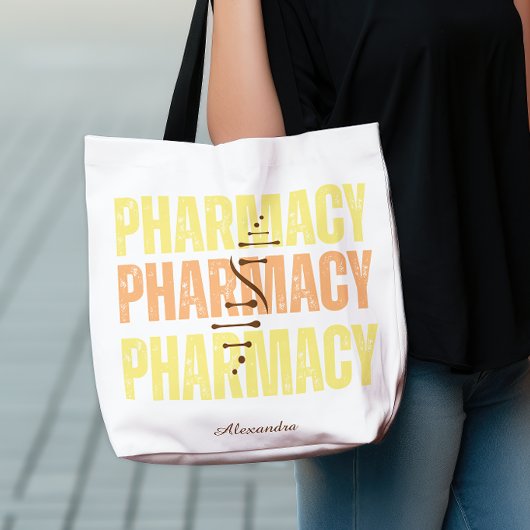 Tote Bag Typographie personnalisée désordonnée Pharmacienne