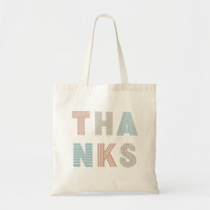 Tote Bag Typographie rayée et à pois   Merci minimaliste
