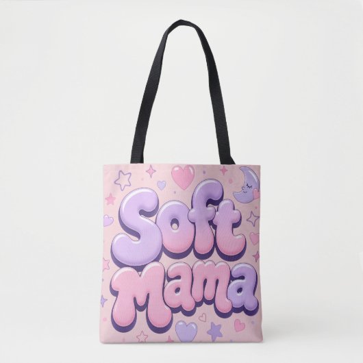 Tote Bag Typographie Rétro Douce Maman Bulle (Devant)