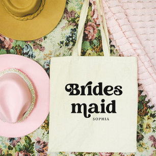 Tote Bag Typographie simple de Boho Retro Bridesmaid