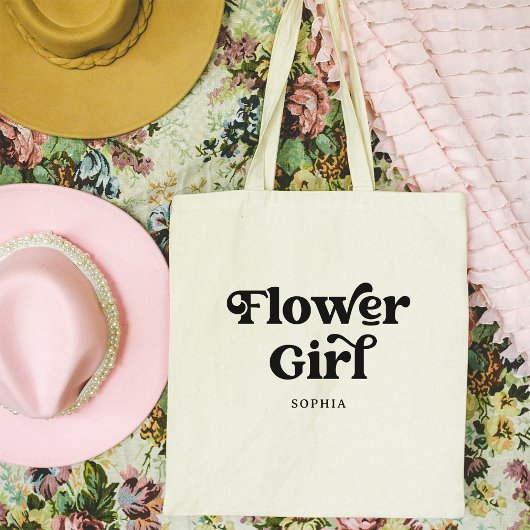Tote Bag Typographie simple de Boho Retro | Fleur fille