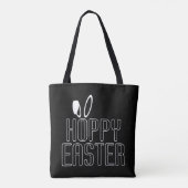 Tote Bag Typographie simple du jeu de mots de Pâques Hoppy (Dos)