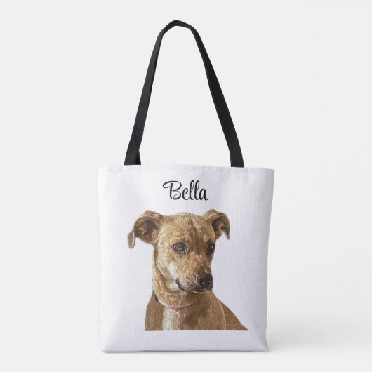 Tote Bag Typographie simple personnalisation Image de chien (Dos)