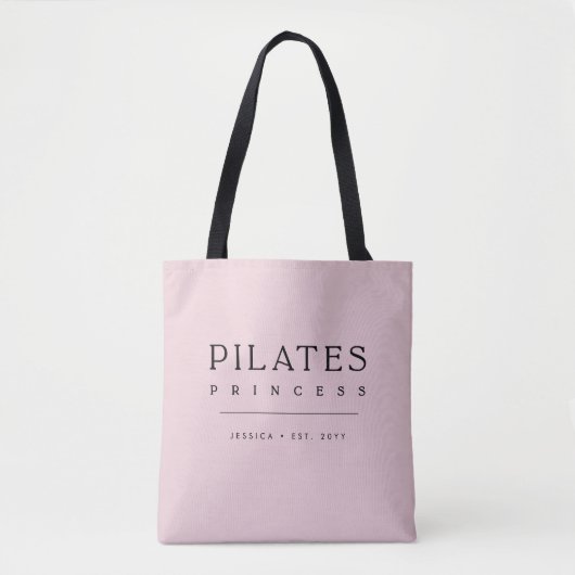 Tote Bag Typographie simple Princesse de Pilates rose moder (Devant)