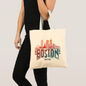 Tote Bag Typographie Skyline de Boston (Devant (produit))