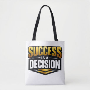 Tote Bag Typographie Success Gold sur fond noir