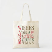 Tote Bag Typographie Vœux Chaleureux Rouge/Vert ID589 (Devant)