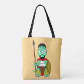 Tote Bag Tyrannosaurus Rex Habillé Comme Leonidas. (Dos)