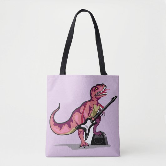Tote Bag Tyrannosaurus Rex Jouant La Guitare. (Devant)