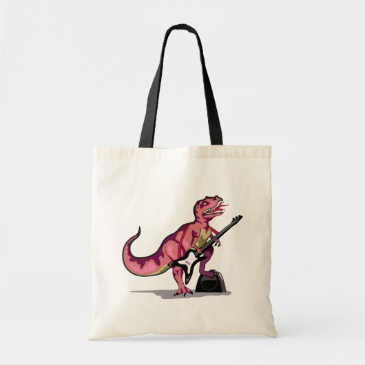 Tote Bag Tyrannosaurus Rex Jouant La Guitare. (Devant)