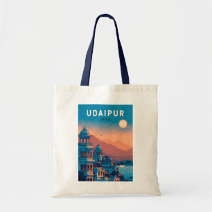 Tote Bag Udaipur Inde Illustration Voyage Art Vintage