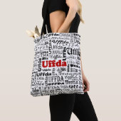 Tote Bag Uffda Funny Expression norvégienne Rouge et texte  (De près)
