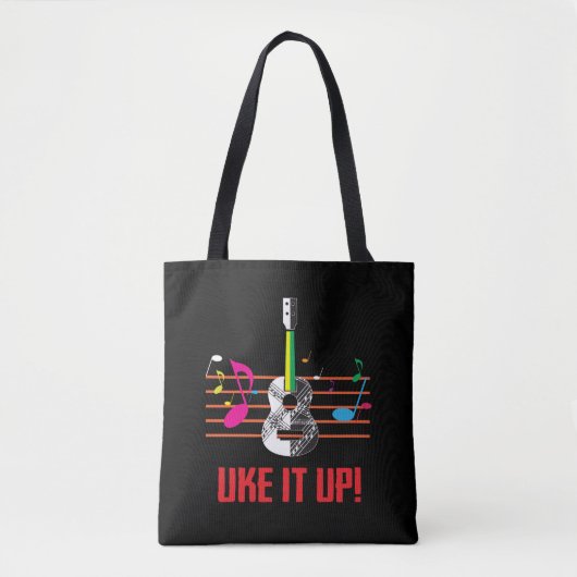 Tote Bag Uke il avec les notes musicales ! Musicien (Devant)