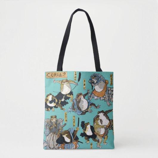 Tote Bag Ukiyo-e print - Frogs comme acteurs japonais Kabuk (Devant)