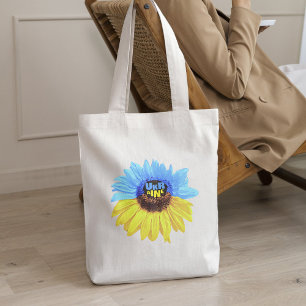Tote Bag Ukraine aquarelle tournesol bleu jaune drapeau