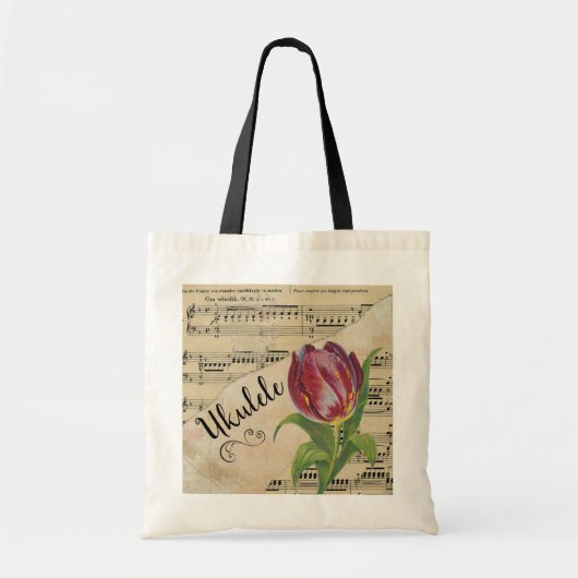 Tote Bag Ukulele Elegant Tulip Partition Vintage (Devant)