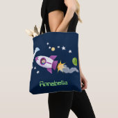Tote Bag Un adorable vaisseau-fusée dans l'espace dessin an (De près)