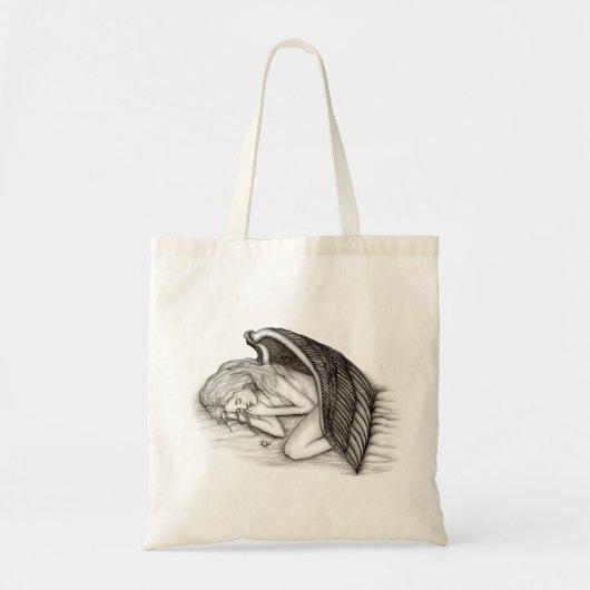 Tote Bag Un Angel endormi, noir et blanc (Devant)