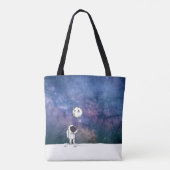 Tote Bag Un astronaute dans l'espace avec un ballon de lune (Dos)