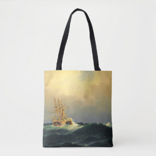 Tote Bag Un bateau à vapeur dans une tempête dans l'océan A