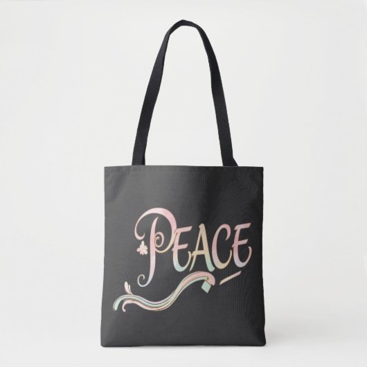 Tote Bag Un beau script fluide du mot "Paix" re (Devant)