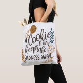 Tote Bag Un biscuit par jour garde la tristesse en blanc (De près)