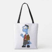 Tote Bag Un Brontosaur Dessiné, Habillé Comme Frankenstein. (Dos)