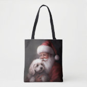 Tote Bag Un caniche au Père Noël Festif (Devant)