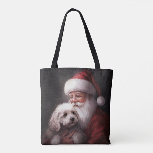 Tote Bag Un caniche au Père Noël Festif (Dos)