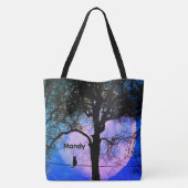 Tote Bag Un chat noir sur un fil Nom de la Pleine lune (Dos)