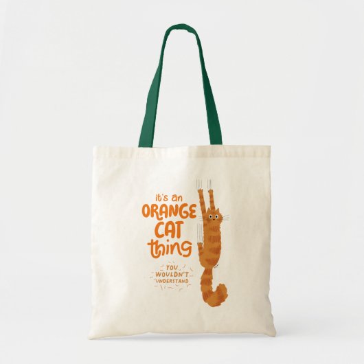 Tote Bag Un Chat Orange - Drôle Tabby Chat Accroché Sur (Devant)