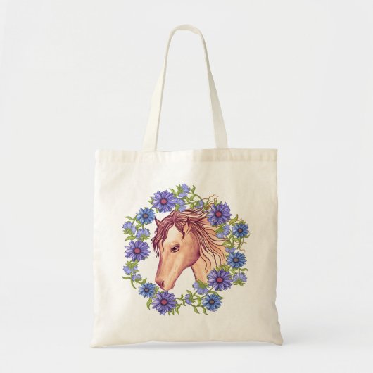 Tote Bag Un cheval de marguerite bleue (Devant)