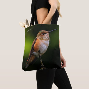 Tote Bag Un colibri roux doux Poses sur l'arbre fruitier
