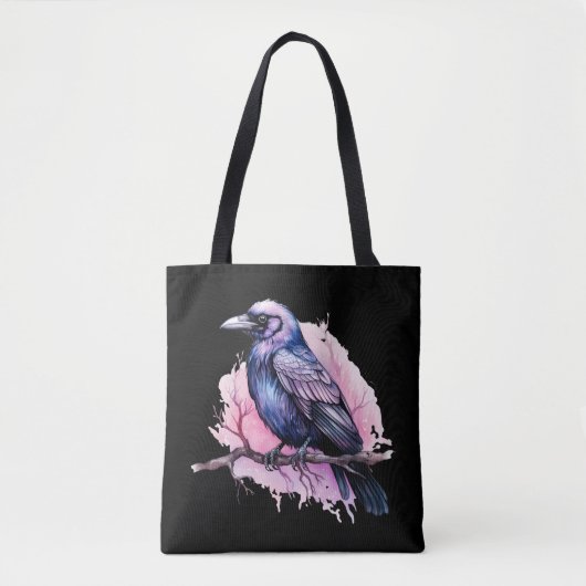 Tote Bag Un Corbeau noir sur une branche (Devant)